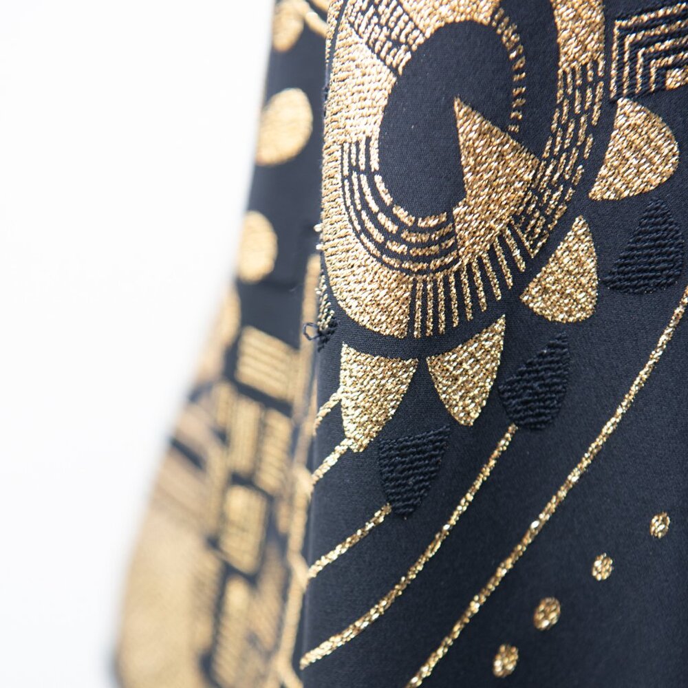 Ralph Lauren Vintage Silk Embroidered Kimono Black Label Black Gold One Size - Picture 9 of 10